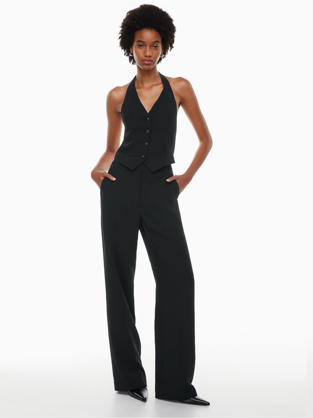 Wilfred Alanya black crepe wide leg trouser